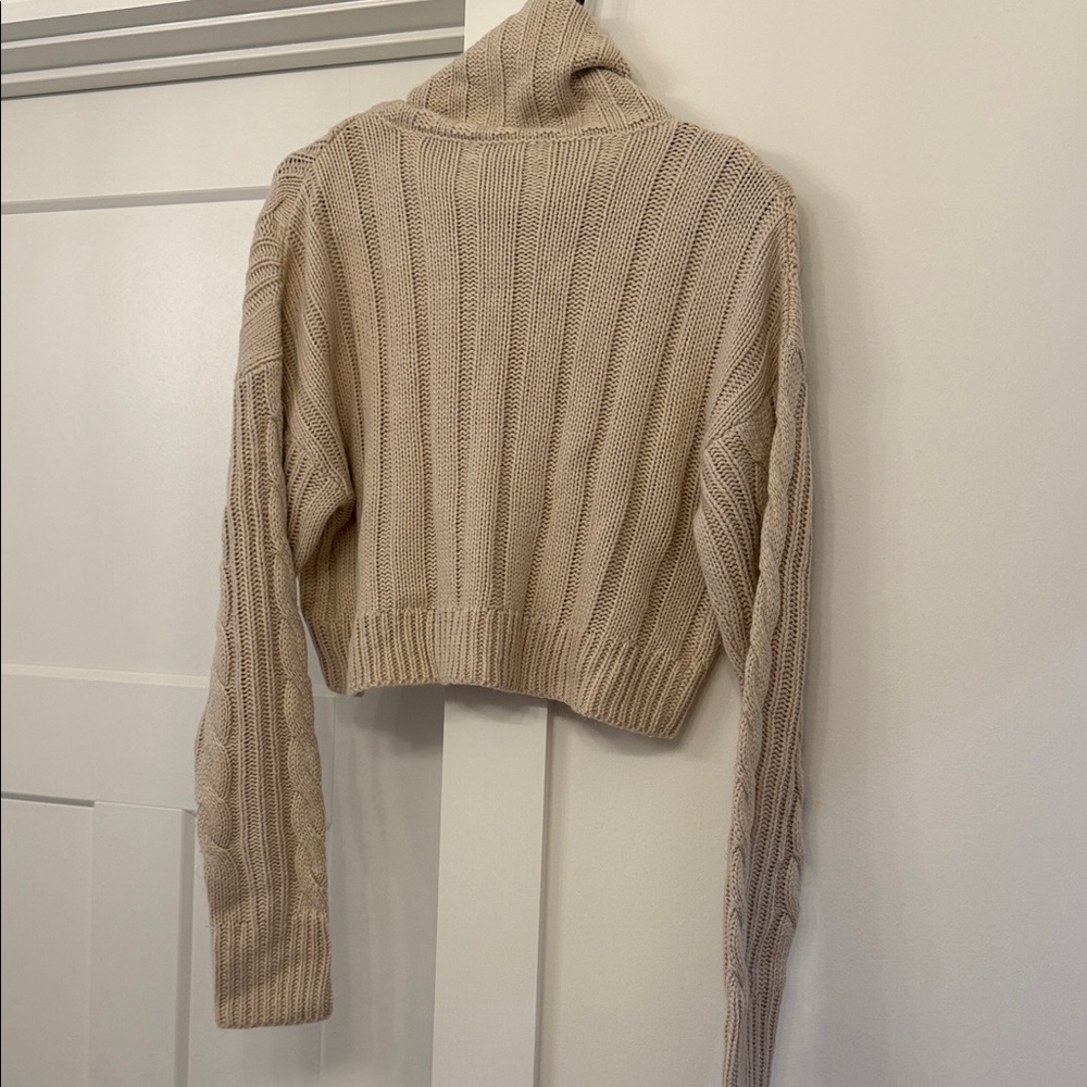 Streetwear Society Beige Cable Knit Turtleneck Sweater - Picture 2 of 3